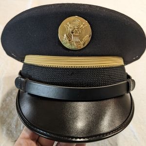 Kingform Vintage US Army Military Black Enlisted Service Cap ASU Military Size 7